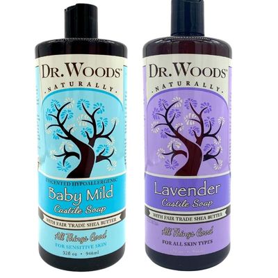 Dr. Woods Baby Mild Lavender Castile Soap, Body Wash with Organic Shea Butter Variety 2 Pack