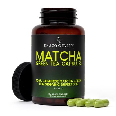 Organic Matcha Green Tea Capsules - Natural Energy Boost - Clean Gradual Caffeine - Japanese Matcha Green Tea Pills - 100 Natural Antioxidant - Calming and Relaxing - 120 Daily Capsules - 2,000mg