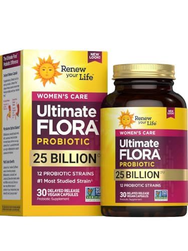 Renew Your Life Ultimate Flora Probiotics for Women 25 Billion CFU Delayed Release Vegan Capsules Vaginal Digestive Health Immune Health Dairy Free 30 Count