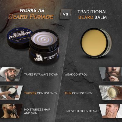 Bossman Hair Beard Pomade for Men (Royal Oud Scent) - Medium Hold Moisturizing for Hair, Beard Mustache Styling - Made in USA