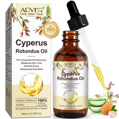 Cyperus Rotundus Oil for Hair Removal, 100 Pure Natural Body and Facial Hair Removal for Women, Reduces Unwanted Hair Growth After Shave, Shrink Pores, Hydrates, Soothes and Repairs Skin