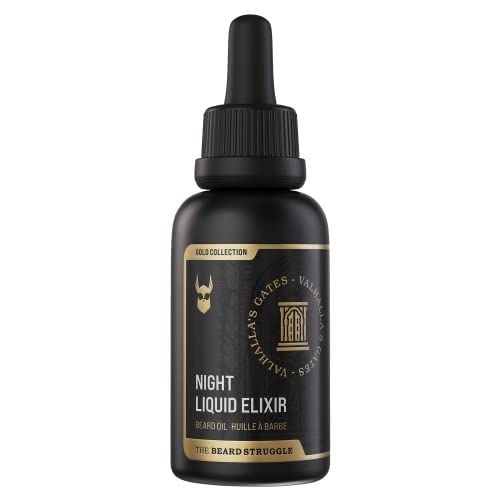 The Beard Struggle - Beard Growth Oil - Valhalla&#39;s Gates, Gold Collection (1 Fl oz) - Night Liquid Elixir - Beard Oil for Men - Softens, Moisturizing, Healthier Beard Growth