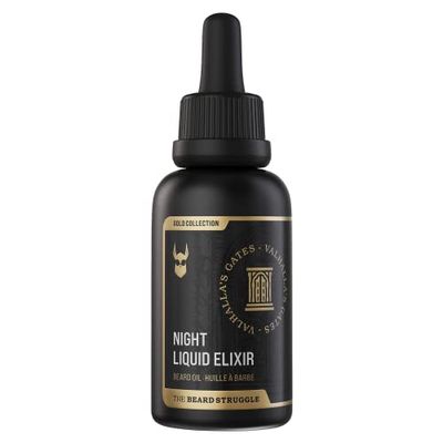 The Beard Struggle - Beard Growth Oil - Valhalla&#39;s Gates, Gold Collection (1 Fl oz) - Night Liquid Elixir - Beard Oil for Men - Softens, Moisturizing, Healthier Beard Growth