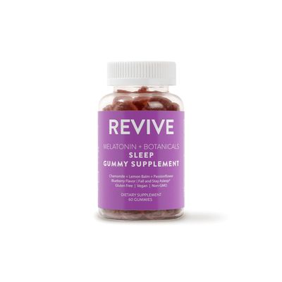 REVIVEEO Melatonin Botanicals Sleep Gummy Supplement by Revive Essential Oils with Chamomile, Lemon Balm Passionflower - 5 mg Melatonin - Blueberry Flavored