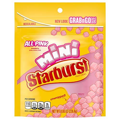 STARBURST Fruit Chews Candy - Minis All Pink, 8oz (Pack of 8) - Delicious STARBURST, Bulk Mini Candy, Bulk Box