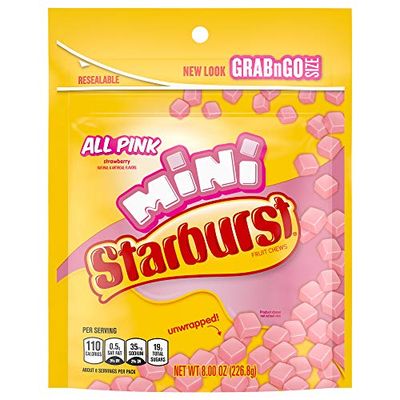 STARBURST Fruit Chews Candy - Minis All Pink, 8oz (Pack of 8) - Delicious STARBURST, Bulk Mini Candy, Bulk Box