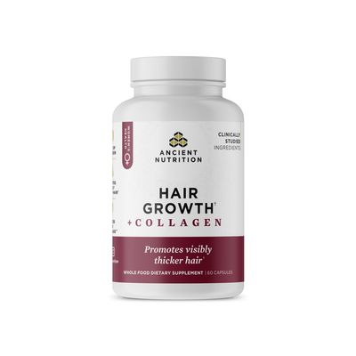 Ancient Nutrition Hair Growth Collagen Supplement, Hydrolyzed Collagen Peptides, Clinically Studied Superfoods for Hair Growth Support, Thicker, Fuller Hair and Radiant Skin, 60 Count