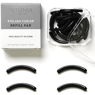 Black Eyelash Curler Refills (24-Pack) Replacement Pads Eye Lash and Cosmetic Accessory Create Permanent Curls and Intense Lashes Universal Fit for Standard Curlers