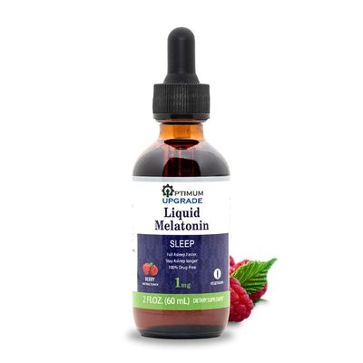 OU Melatonin Liquid Sleep Aid 1mg 2 fl oz (60 mL) Berry Natural Flavor Drug-Free, Vegetarian Supplement for Adults Fall Asleep Faster, Stay Asleep Longer