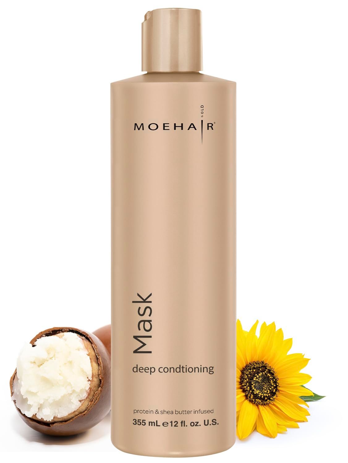 MOEHAIR Hair Mask Hydrating Hair Mask with Shea Butter, Proteins, and Olive Oil Hair Mask for Damaged Hair Smoothens Hair and Intensely Moisturizes Sulfate and Paraben-Free (12 Fl. Oz)