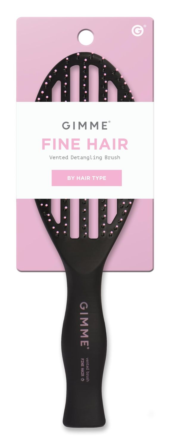Gimme Beauty Vented Detangling Brush - Quick-Dry, Heat-Resistant Wet Brush for Thick or Thin Locks - Supports Healthy Hair - Flexible Curved Design for Fine Locks - Fine Hair