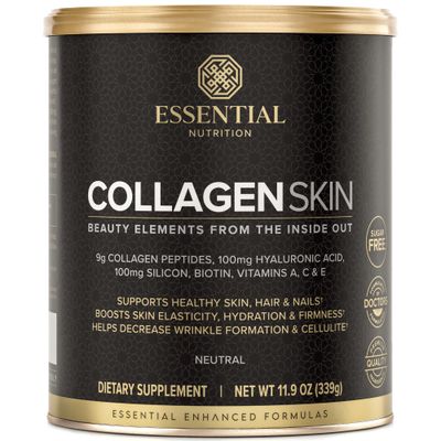 Essential Nutrition - Collagen Skin - Hydrolyzed Collagen Peptides, with Hyaluronic Acid, Silicon Biotin - Hair, Skin Nails - Neutral - 11.9 oz (30 Servings)