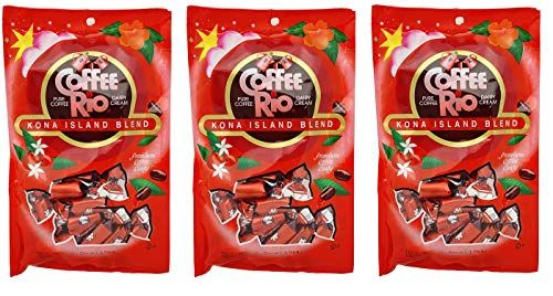 Coffee Rio Coffee Candy Pack of 3 Coffee Caramels 5.5 Ounces Made with Real Coffee and Cream, Kosher Candy (Kona Island Blend)