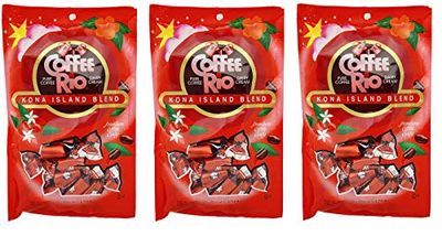 Coffee Rio Coffee Candy Pack of 3 Coffee Caramels 5.5 Ounces Made with Real Coffee and Cream, Kosher Candy (Kona Island Blend)