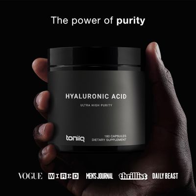 Hyaluronic Acid Supplements - Lab Tested 95 Ultra High Purity - Fermented and Bioavailable with Vitamin C - Third Party Lab Tested - 180 Capsules