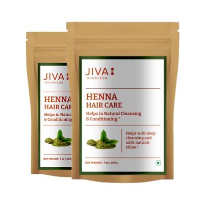 Jiva Ayurveda Henna Powder for Hair Conditioner for Deep Cleansing, Shine Scalp Health - Red Brown Hena Dye For Hair, Men Women 200gm (Pack of 2)