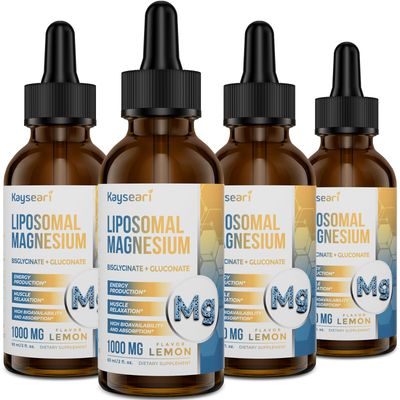 High Strength Liposomal Magnesium Drops, Easily Absorbed Chelated Forms of Magnesium Bisglycinate and Magnesium Gluconate, Supports - Sleep Aid, Stress, Mood, Gut - 60ML Lemon Flavored Liquid Drops