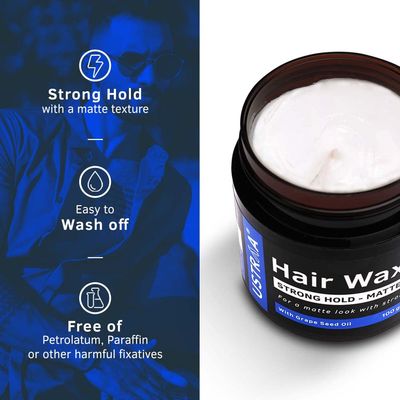 Ustraa Strong Hold Hair Wax - Matte Look - 3.5 Oz - Non-sticky, Easy-to-Wash, High Hold, No Harmful Chemicals or Fixatives