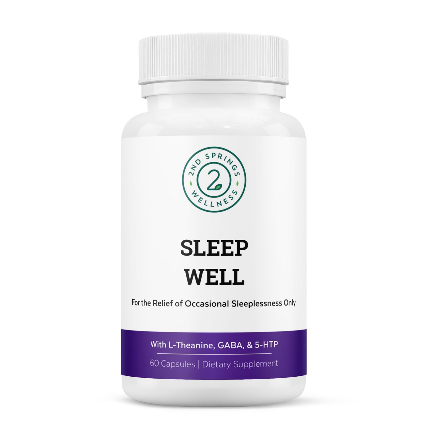 2nd Springs Sleep Well Calmness Relaxing Support Formula - Powerful Blend with Magnesium, L-Theanine, GABA, and Melatonin - Enhances Relaxation Promotes Healthy Sleep Patterns - 60 Capsules
