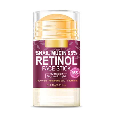 Hydrating Face Balm Stick with 95 Snail Mucin, Retinol and Hyaluronic Acid Multi Balm Stick Moisturizer for Day and Night Deep Hydration, Moisturizer Stick for Face Anti Wrinkle Skin Repair,1.41Oz