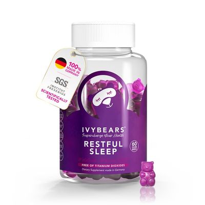 IvyBears Fast Acting Melatonin Gummies - 0.5 mg Melatonin Per Sleep Gummy Bear - with Lactium, L-Theanine Lemon Balm - with AI Sleep Assistant - Natural Sleep Aid for Restful Sleep - Vegan
