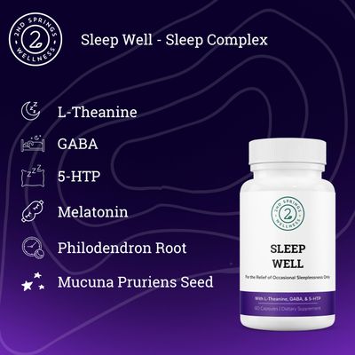 2nd Springs Sleep Well Calmness Relaxing Support Formula - Powerful Blend with Magnesium, L-Theanine, GABA, and Melatonin - Enhances Relaxation Promotes Healthy Sleep Patterns - 60 Capsules