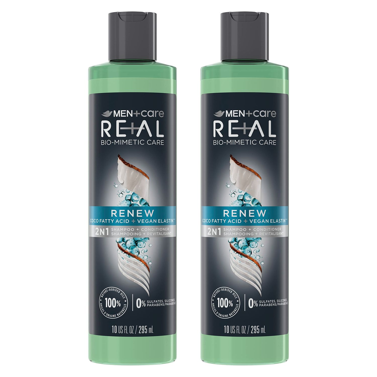 DOVE MEN CARE Real Bio-Mimetic Care Hair Care Renew 2 Count For Dull, Dry Hair Sulfate-Free Shampoo Conditioner with Coco Fatty Acid Vegan 10 Oz
