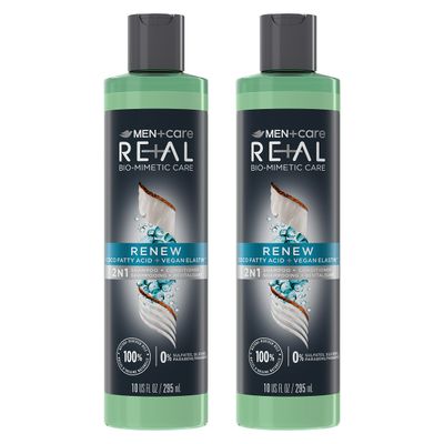 DOVE MEN CARE Real Bio-Mimetic Care Hair Care Renew 2 Count For Dull, Dry Hair Sulfate-Free Shampoo Conditioner with Coco Fatty Acid Vegan 10 Oz
