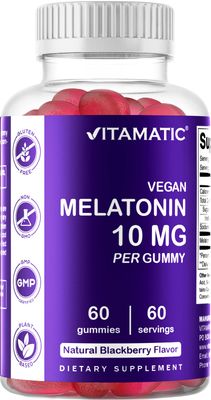 Vitamatic Melatonin 10 mg per Gummy - 60 Servings - 60 Vegetarian Gummies - Non-Habit Forming Supplement