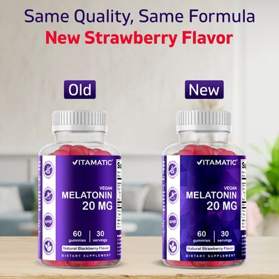 Vitamatic Melatonin 20mg Gummies for Adults, 30 Servings - 60 Count - Non-Habit Forming Supplement