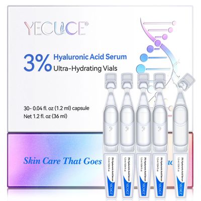 3 Hyaluronic Acid Serum Ultra-Hydrating Vials 30PCS,Single Use Hyaluronic Acid Tubes,Intensive Moisturizing,Skin Repair,Skin Tightening,Anti-Aging for All Skin Types(30 x 1.2ml)