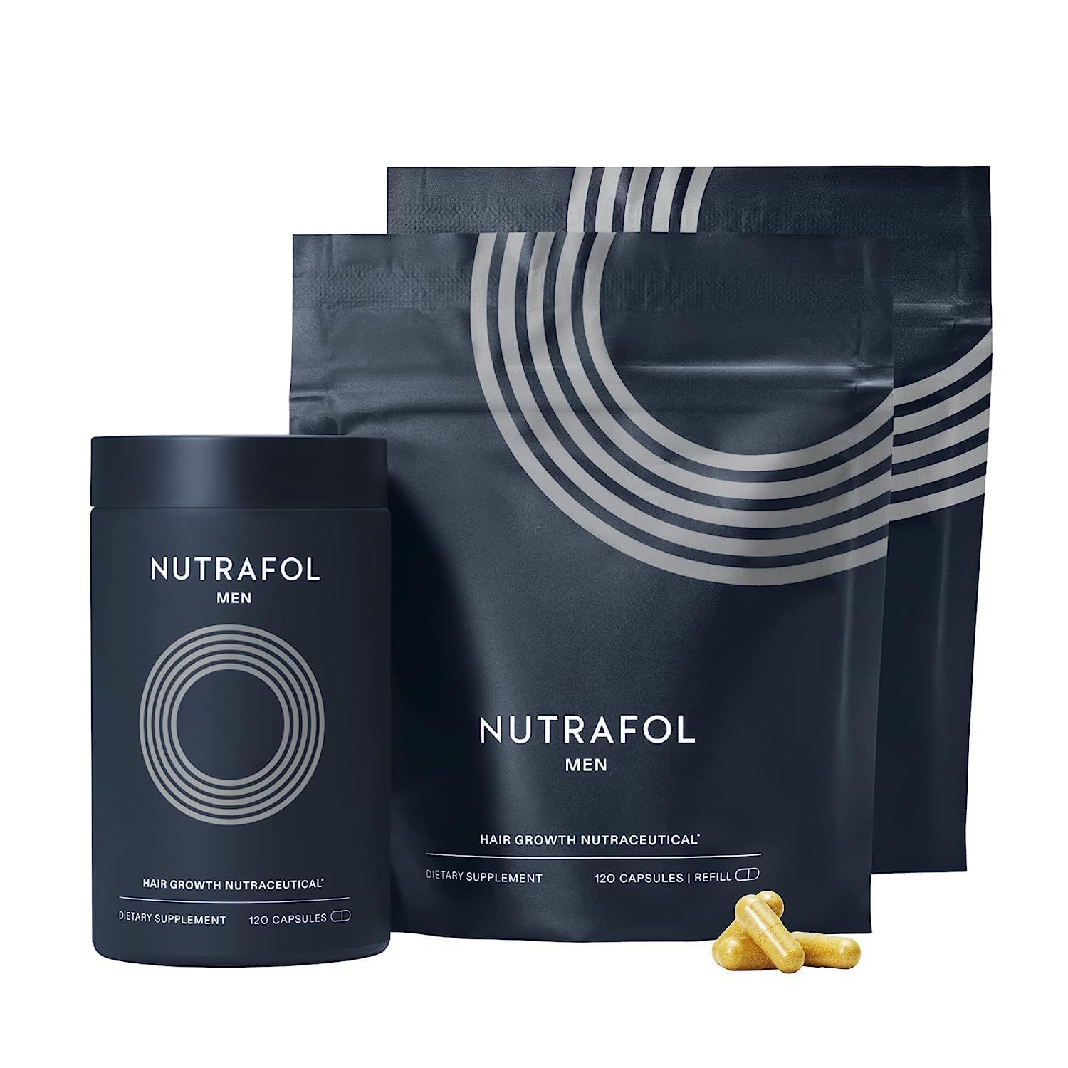 Nutrafol Men&#39;s Hair Growth Supplements, Clinically Tested for Visibly Thicker Hair and Scalp Coverage, Dermatologist Recommended - 3 Month Supply, Pack of 3