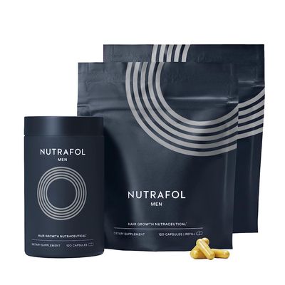 Nutrafol Men&#39;s Hair Growth Supplements, Clinically Tested for Visibly Thicker Hair and Scalp Coverage, Dermatologist Recommended - 3 Month Supply, Pack of 3