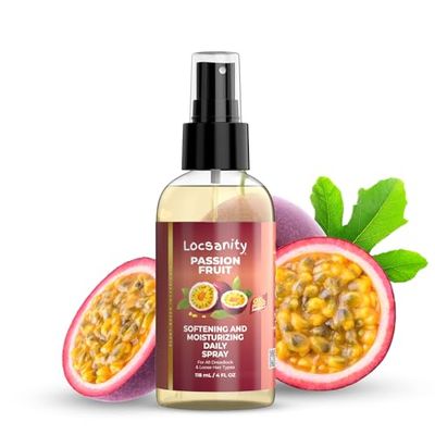 Locsanity Daily Moisturizing Spray for Dull, Dry Locs - Trial Size Passion Fruit Hair and Scalp Moisturizer for Dreadlocks, Sisterlocks, Microlocks, Braids to Control Oil and Frizz (4 fl oz)