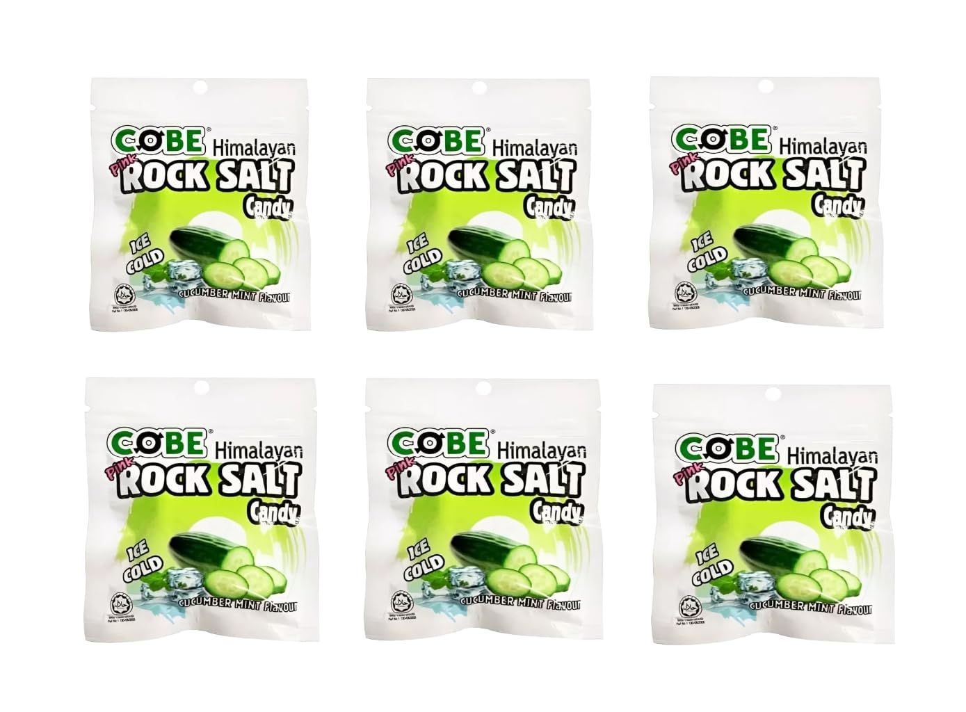 6 packs x 20g Himalaya COBE Pink Rock Salt Mint Candy - Cucumber Flavour