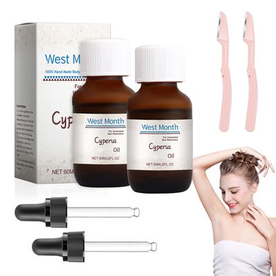 Cyperus Oil, Cyprus Rotundas Oil For Hair Removal - Decrease Hair Growth, Reducing Body Hair Growth (2PCS)