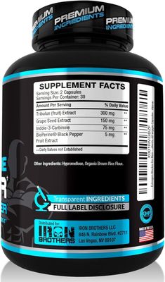 Test Booster for Men with Estrogen Blocker - Anti-Estrogen Dietary Supplement - Natural Aromatase Inhibitor - Increase Libido Strength 60 Capsules - Muscle Growth - Weight Loss (2 Bottles)