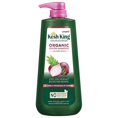Kesh King Organic Onion Shampoo Controls Hairfall with Curry Leaves Increase Hair Growth Damage Repair Provides Soft Shiny Hair 20.29 Fl Oz (Pack of 1)