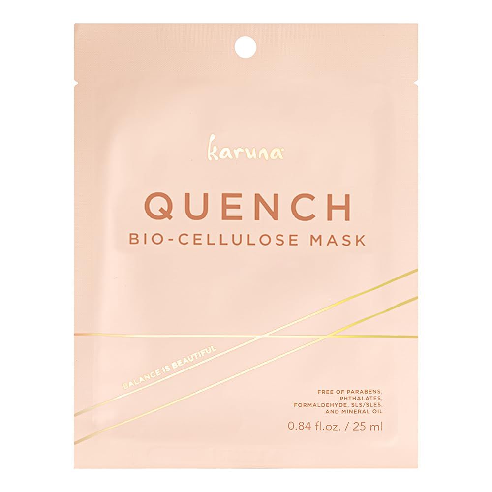 Karuna Skin - QUENCH Biocellulose Facial Mask for Dry, Dull Skin, Cooling Rejuvenating Facial Skin Care Products, Hydrating Face Masks with Black Truffle, Sheet Mask for Fine Lines Wrinkles, 0.74