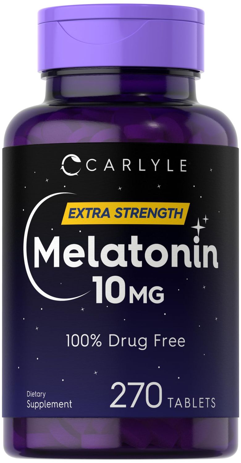 Carlyle Melatonin 10mg 270 Tablets with L-Theanine Vegetarian, Non-GMO, Gluten Free Supplement