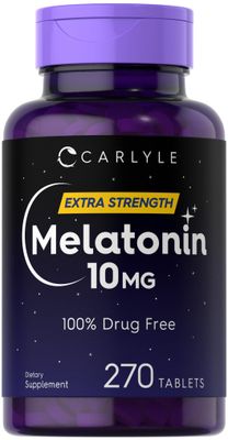 Carlyle Melatonin 10mg 270 Tablets with L-Theanine Vegetarian, Non-GMO, Gluten Free Supplement