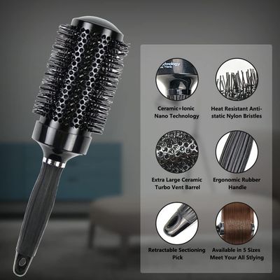 Aozzy 9Pcs Curly Hair Brush Set, Hair Brushes for Women, Round Brush for Blow Drying, Paddle Brush, Fit for Detangling Wet Long Thick Hair, Spray Bottle for Curly Wavy Hair, Family Daily CareBlack