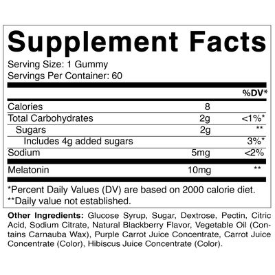 Vitamatic Melatonin 10 mg per Gummy - 60 Servings - 60 Vegetarian Gummies - Non-Habit Forming Supplement
