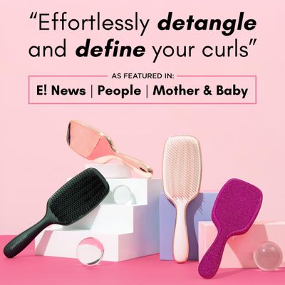 Lily England Curly Hair Brush - Pain-Free Detangling Styling Brush With Flexible Bristles for Wet Dry Hair - Easy to Hold for 3c to 4c Hair, Purple-Glitter