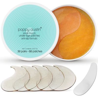 poppy austin Snail Mucin Eye Patches - Gold Under Eye Patches for Dark Circles, Puffy Eyes and Dark Circles - Hydrogel Eye Patch - Eye Masks for Dark Circles and Puffiness