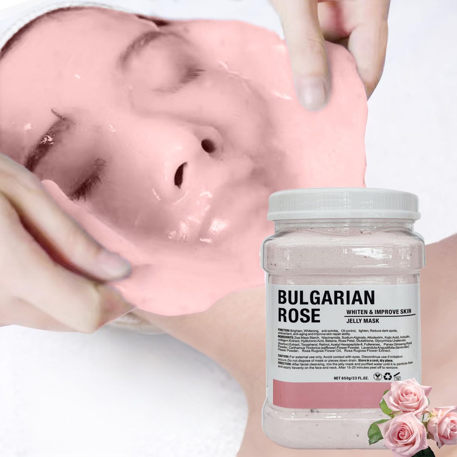 CarPerif Jelly Mask for Facials Professional Natural Gel Face Masks, Hyaluronic acid Hydrating Rubber Mask Jar Face Mask SkinCare 23 Fl Oz (Rose)
