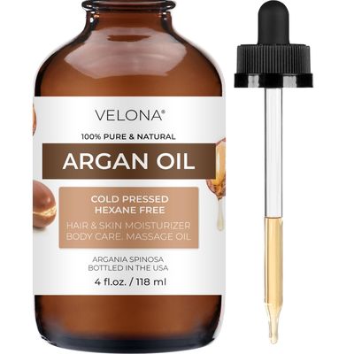 velona Argan Oil - 4 Fl Oz (With Dropper) 100 Pure and Natural Morocco Oil Skin, Body and Face Care Nails Protector Unrefined, Cold Pressed Cap Kit