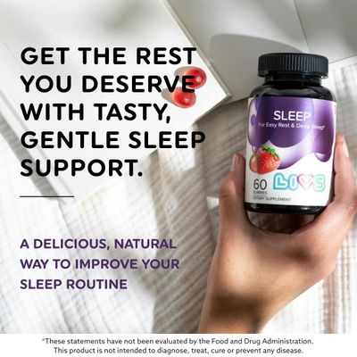 LIVS Sleep Gummies wMelatonin and Magnesium Sleep Aid Gummy for Adults, Organic with No Artificial Flavors, Strawberry Flavor, Vegan, 60 Count