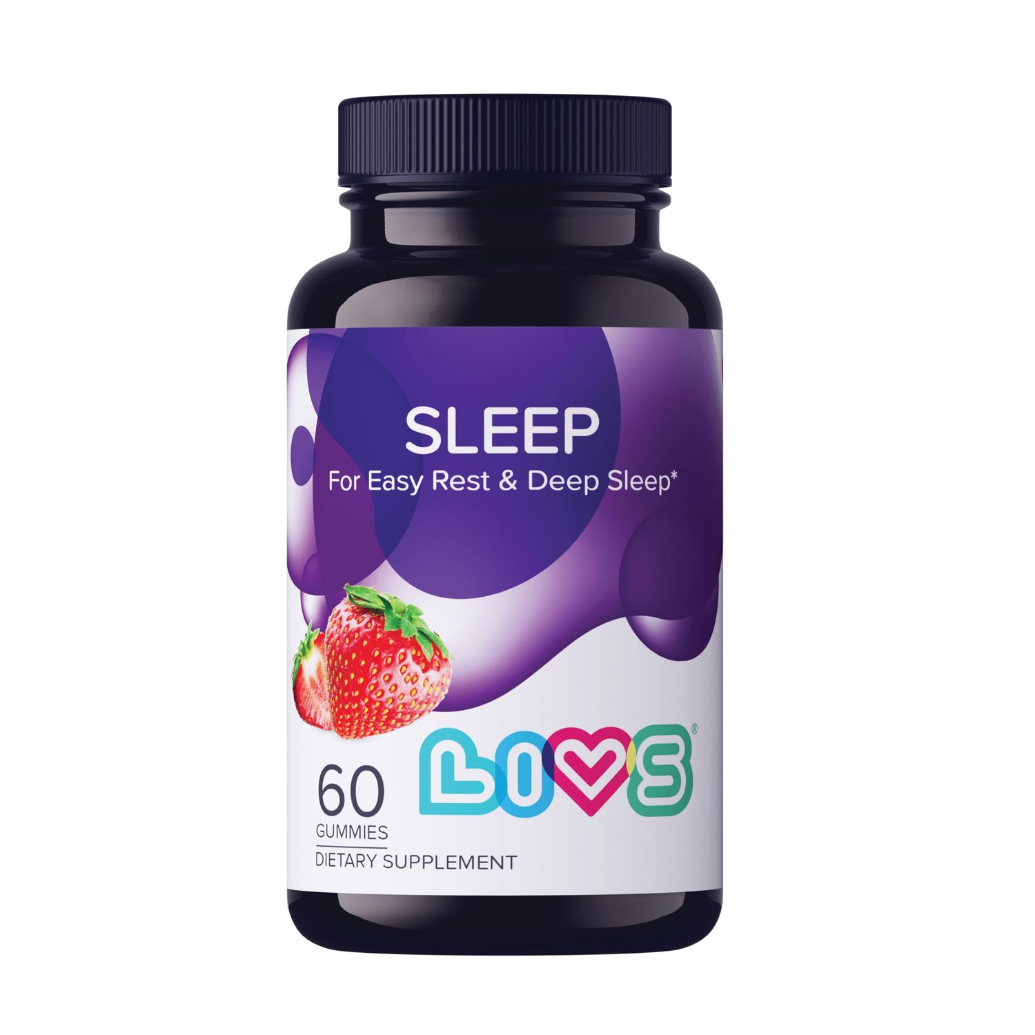 LIVS Sleep Gummies wMelatonin and Magnesium Sleep Aid Gummy for Adults, Organic with No Artificial Flavors, Strawberry Flavor, Vegan, 60 Count