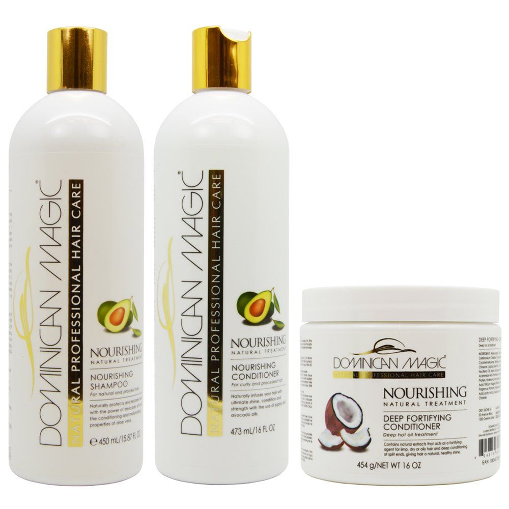 Dominican Magic Nourishing Shampoo, Conditioner Deep Fortifying Conditioner Set - Hydrating Strengthening, Dry, Damaged Hair - Enhances Shine Reduces Breakage, All Hair Types